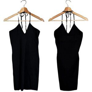 Mango Halter Bodycon Mini Dress Women's XS Black Cocktail Party Going Out NWOT